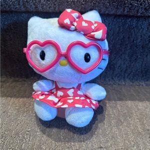 Hello Kitty 6" Plush Ty Beanie Babies Pink Glasses & Dress with Hearts Sanrio